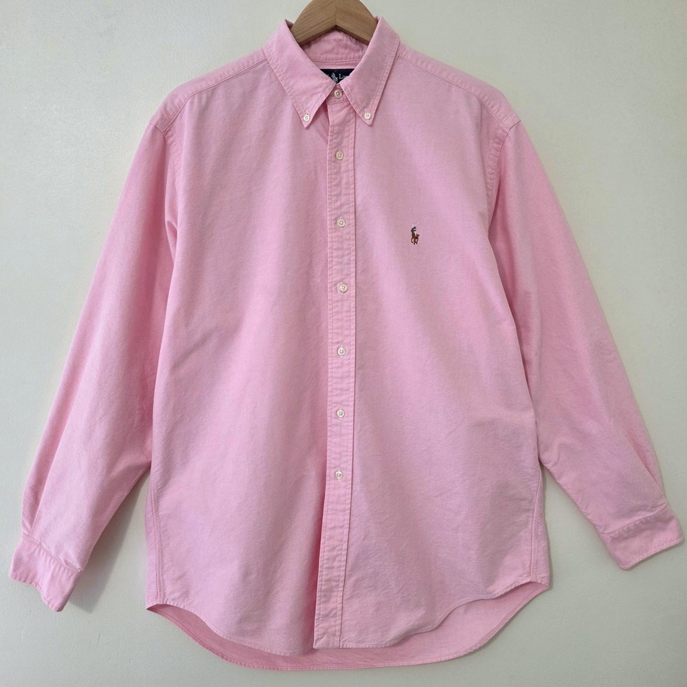 Ralph Lauren Yarmouth Oxford Button Down Shirt Sz 16.5-35 Pink Pony Logo Preppy - Picture 2 of 10